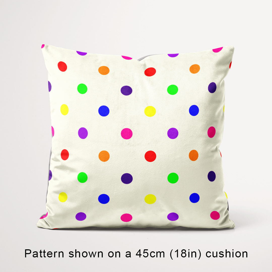 Polka Dot 1in Rainbow and Cream Fabric
