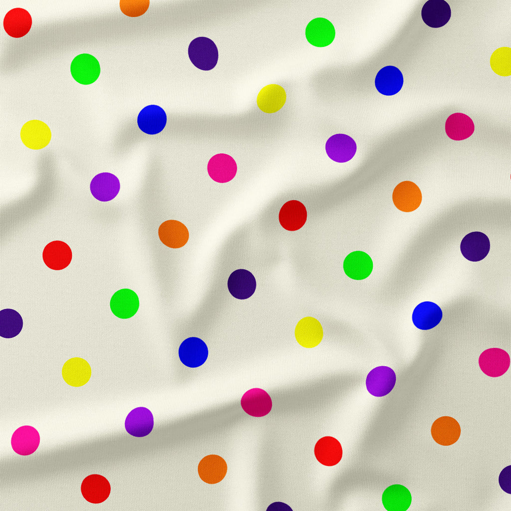 Polka Dot 1in Rainbow and Cream Fabric