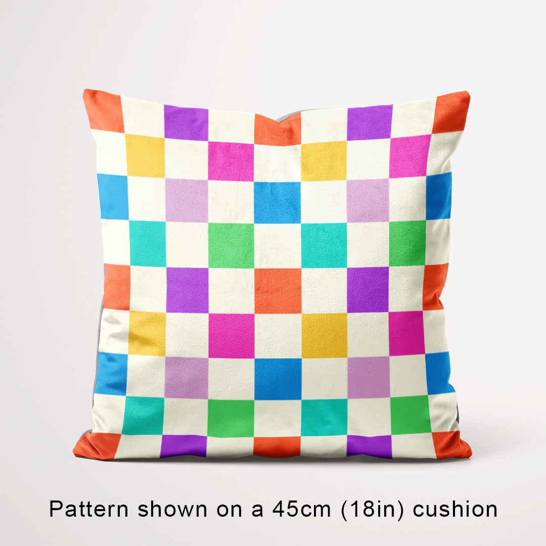 Check 2in Muted Rainbow and Cream Fabric