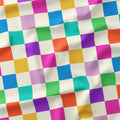 Check 2in Muted Rainbow and Cream Fabric