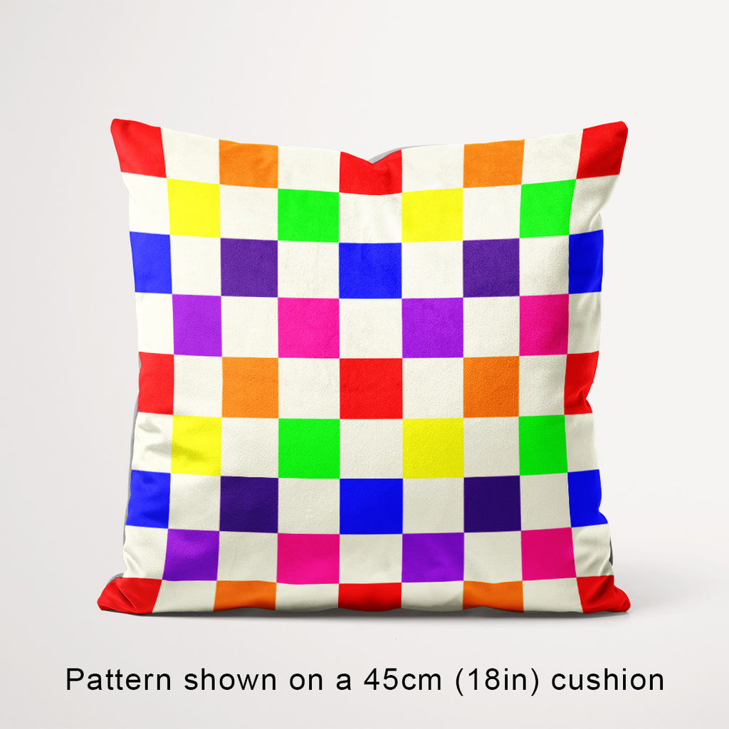 Check 2in Rainbow and Cream Fabric