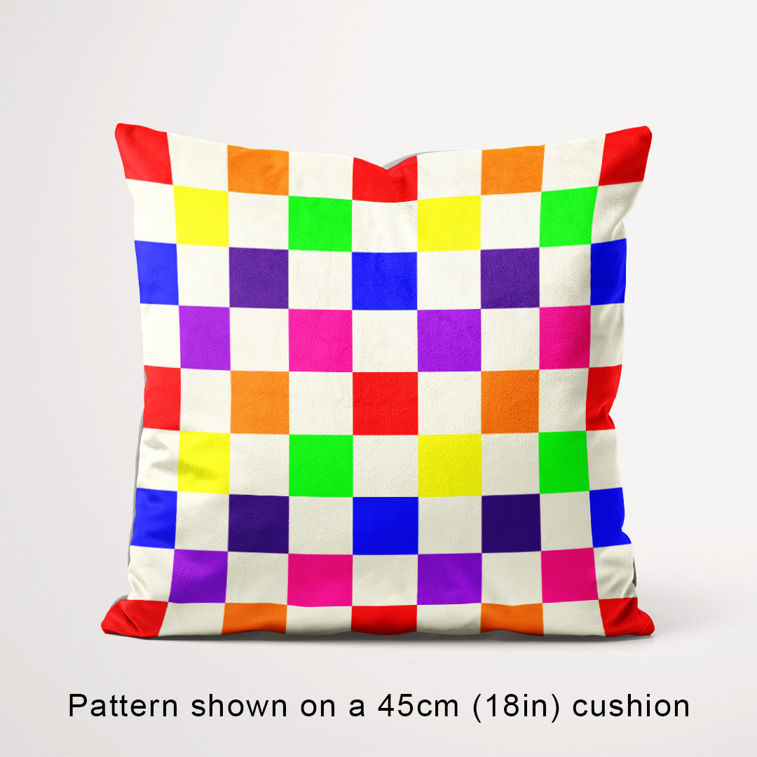 Check 2in Rainbow and Cream Fabric