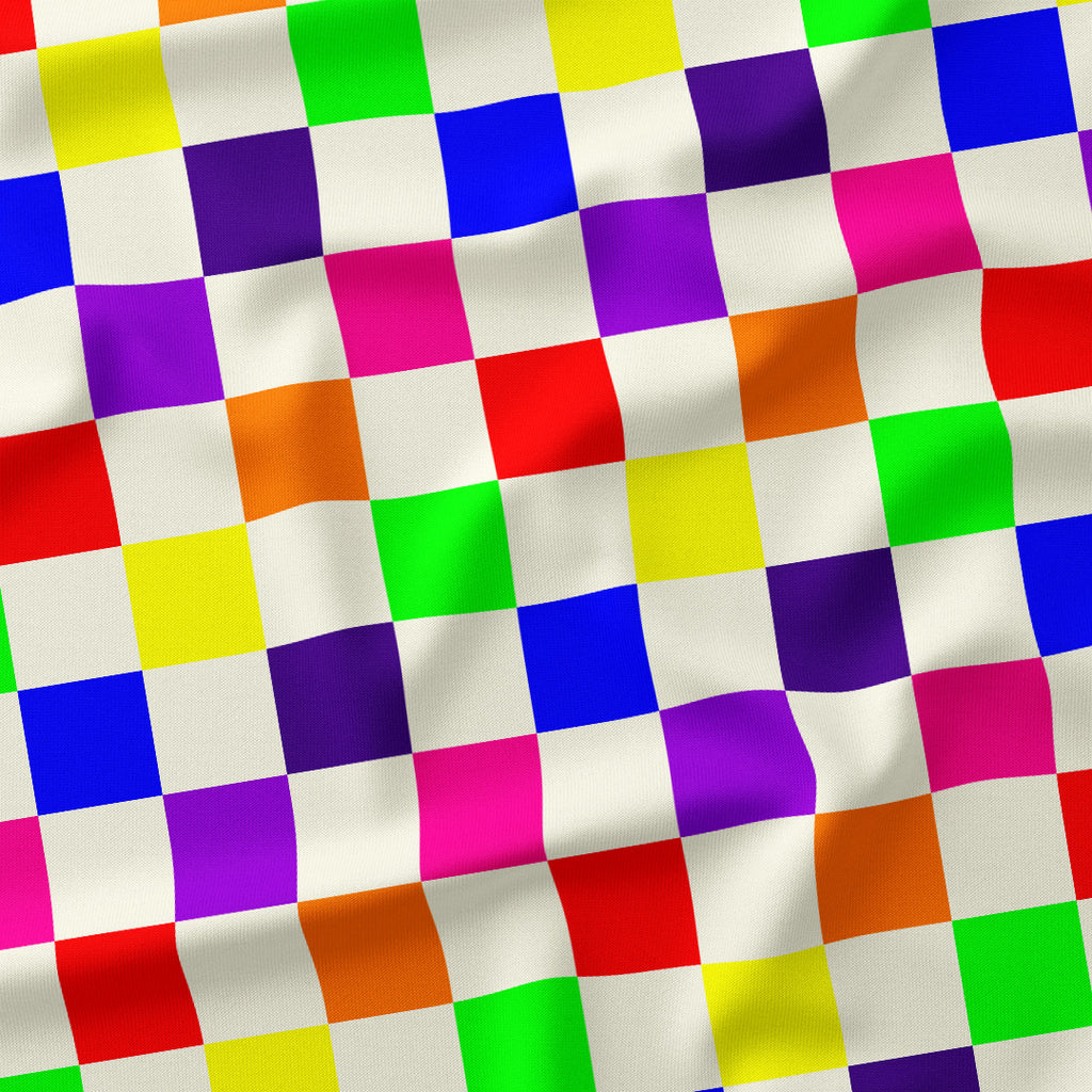Check 2in Rainbow and Cream Fabric