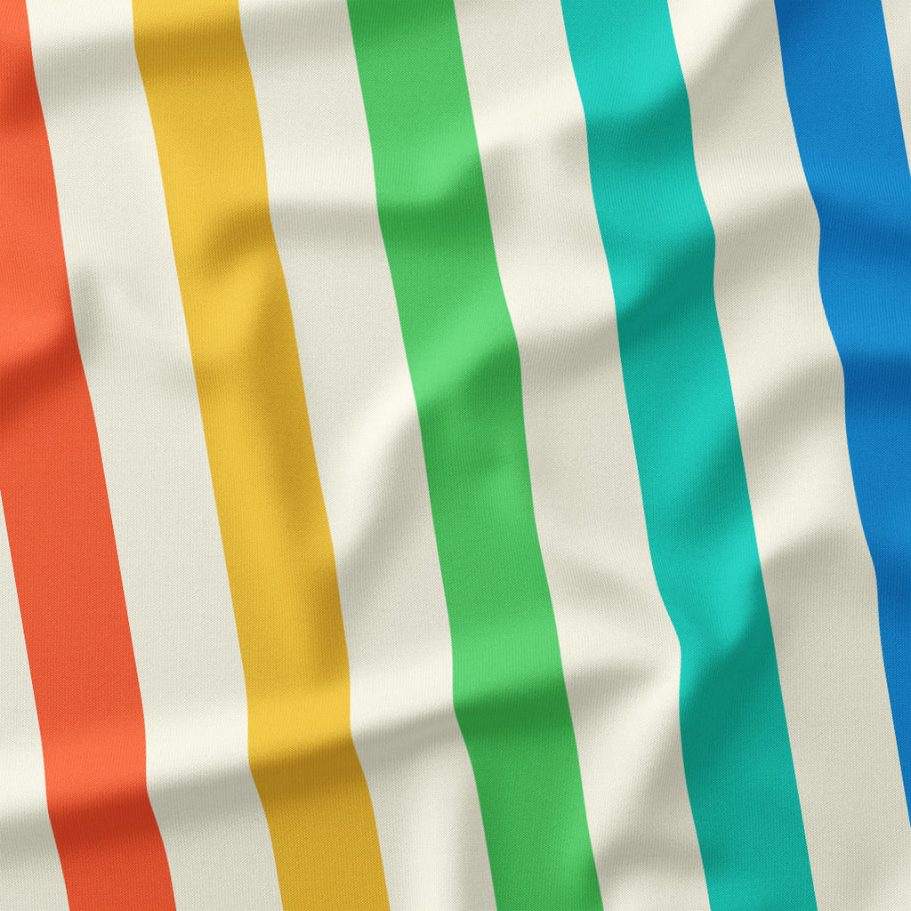 Stripe 2in Muted Rainbow and Cream Fabric