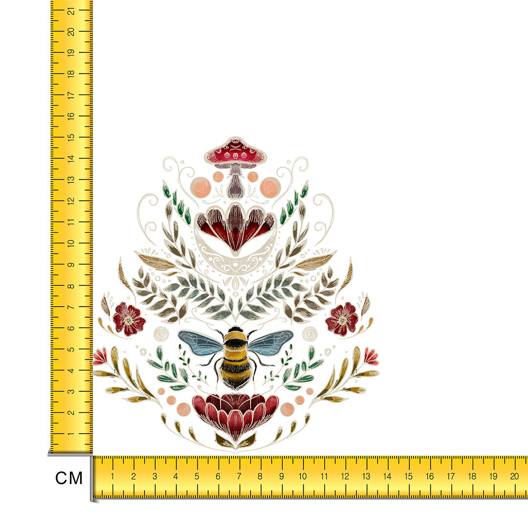 Cottagecore Bee and Mushroom Iron on Fabric Heat Transfer DTF-257