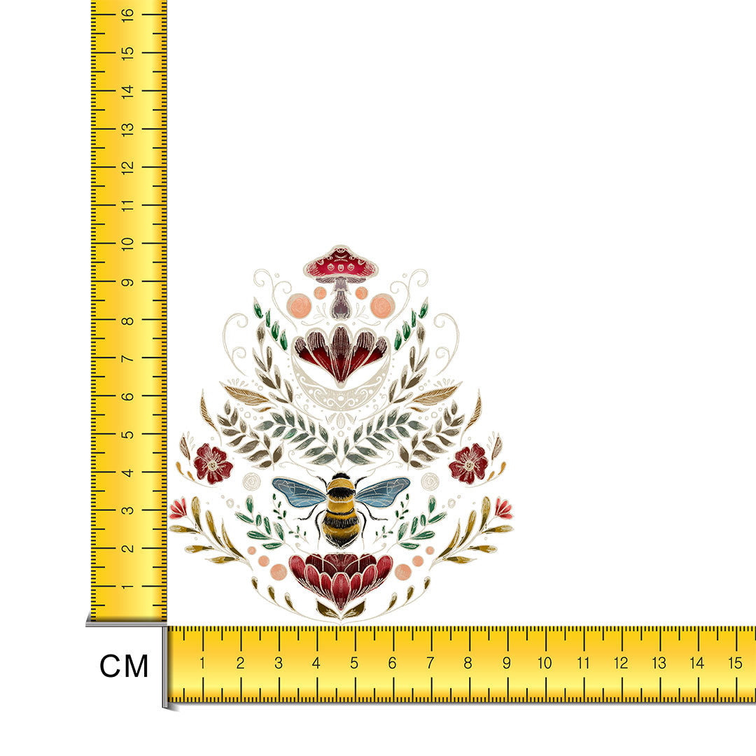 Cottagecore Bee and Mushroom Iron on Fabric Heat Transfer DTF-257
