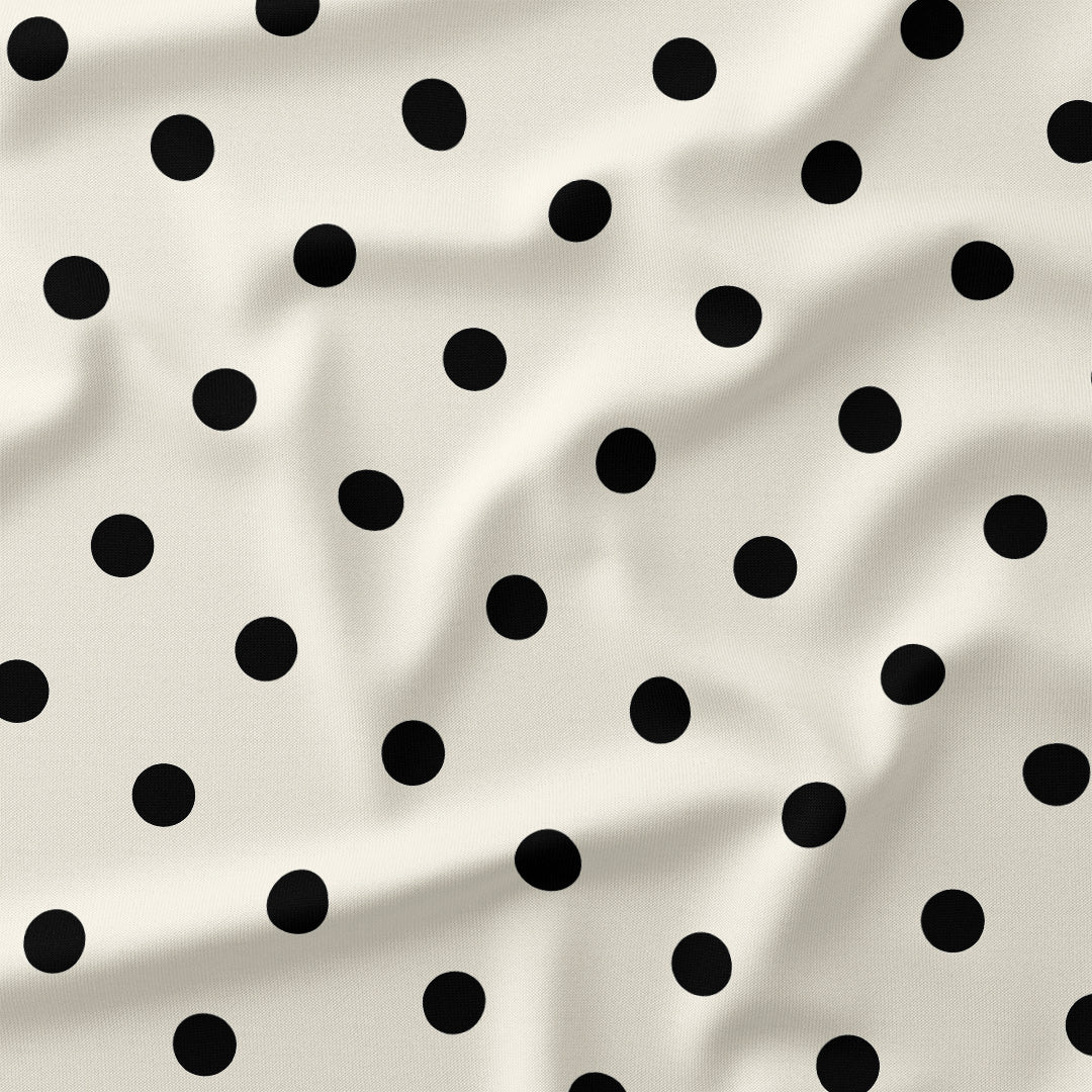 Polka Dot 1in Black and Cream Fabric