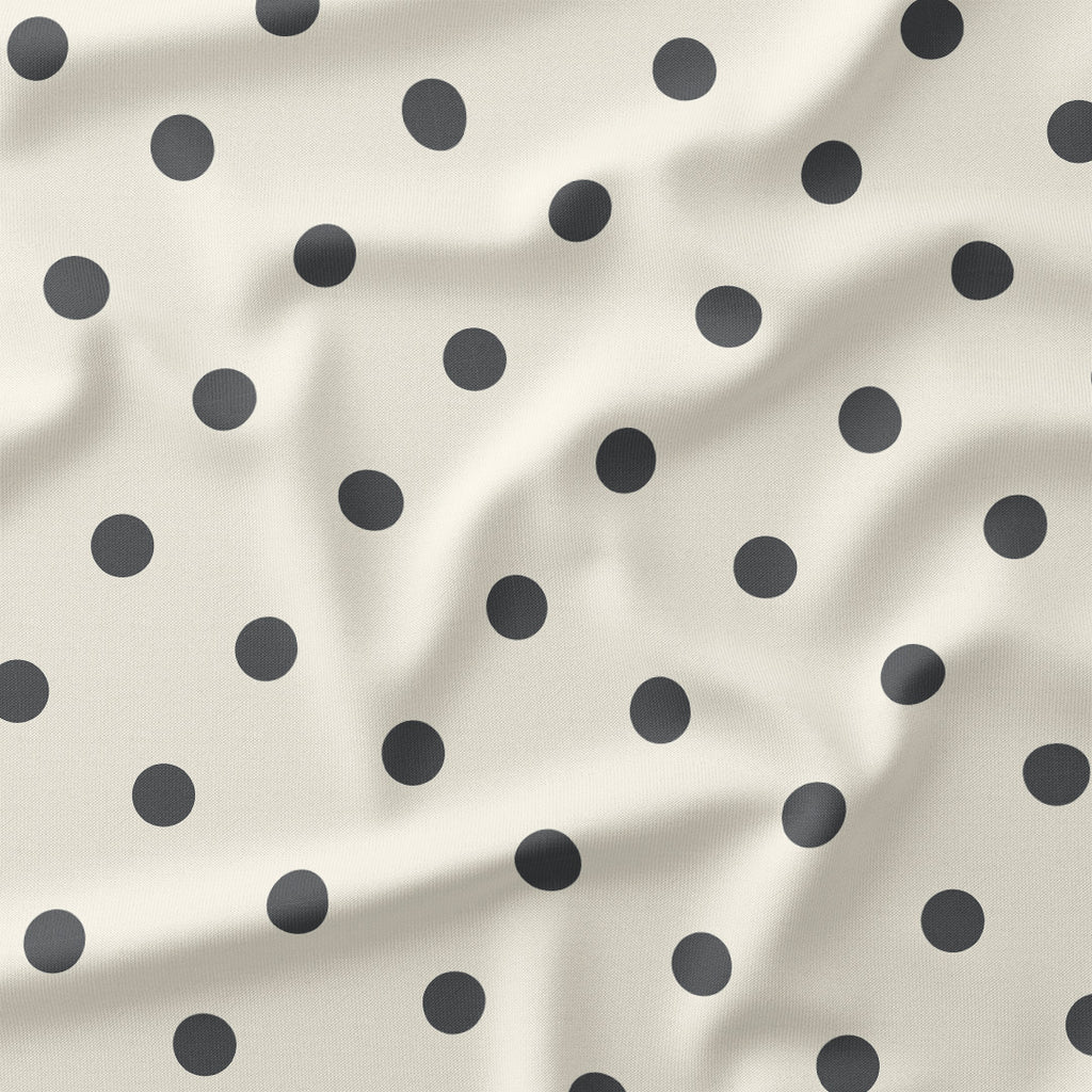 Polka Dot 1in Dark Grey and Cream Fabric