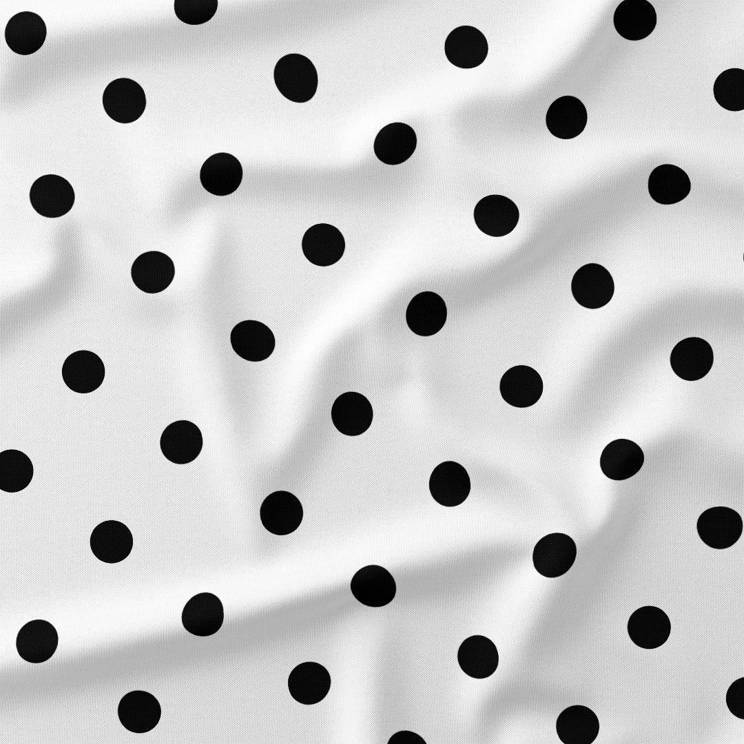 Polka Dot 1in Black and White Fabric