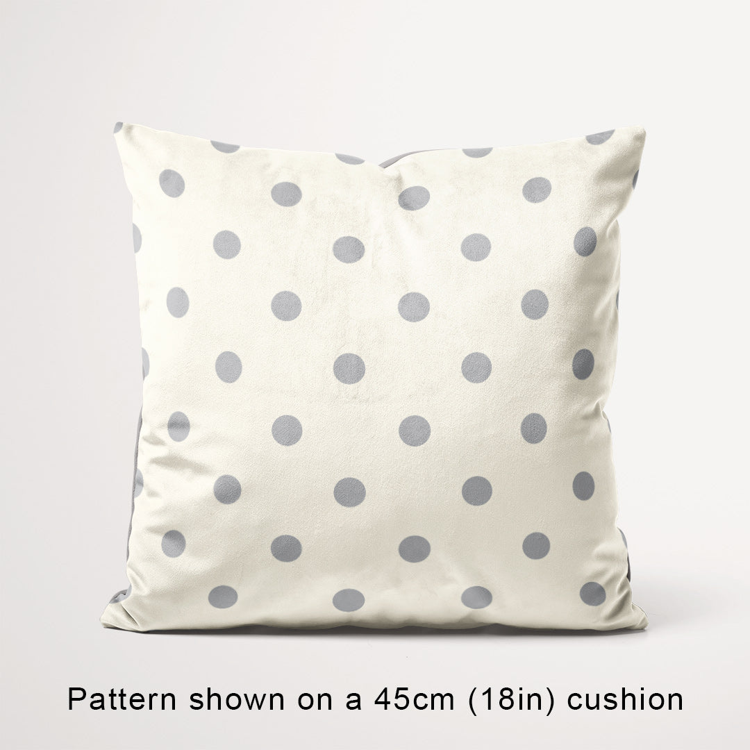 Polka Dot 1in Light Grey and Cream Fabric