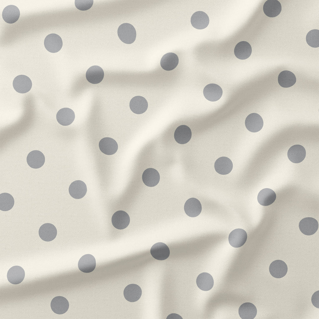 Polka Dot 1in Light Grey and Cream Fabric