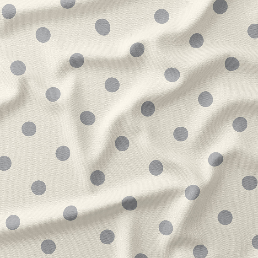 Polka Dot 1in Light Grey and Cream Fabric