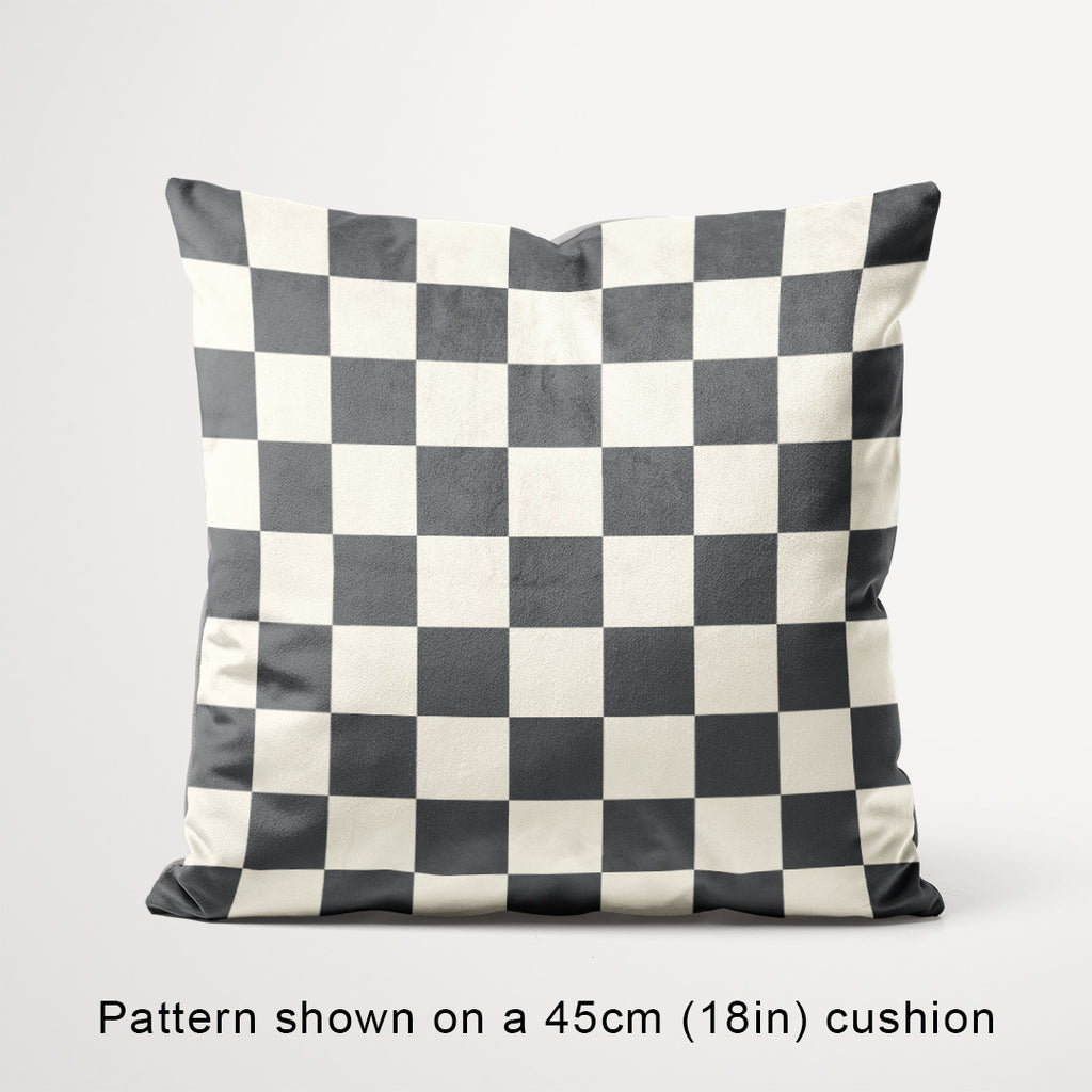 Check 2in Dark Grey and Cream Fabric