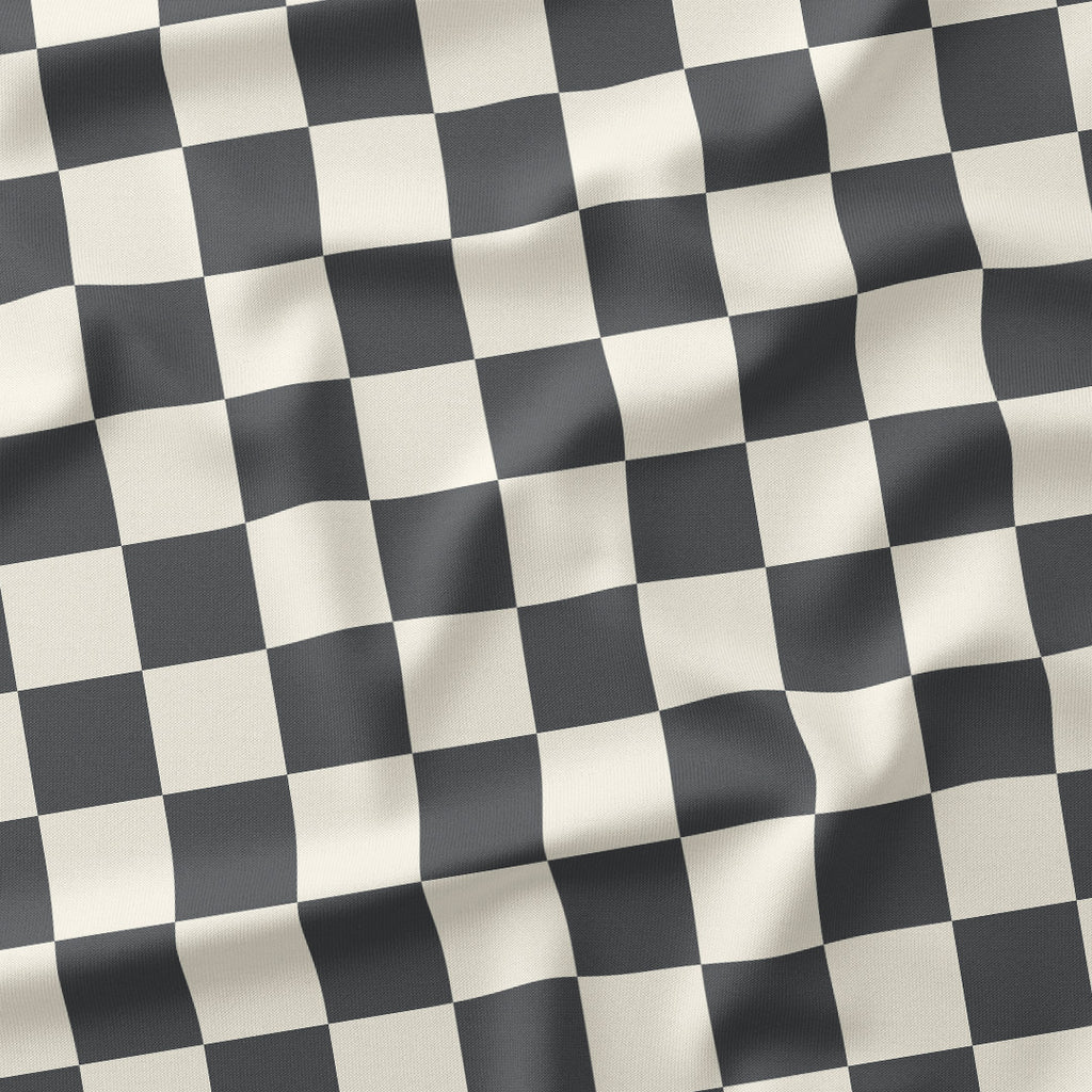 Check 2in Dark Grey and Cream Fabric
