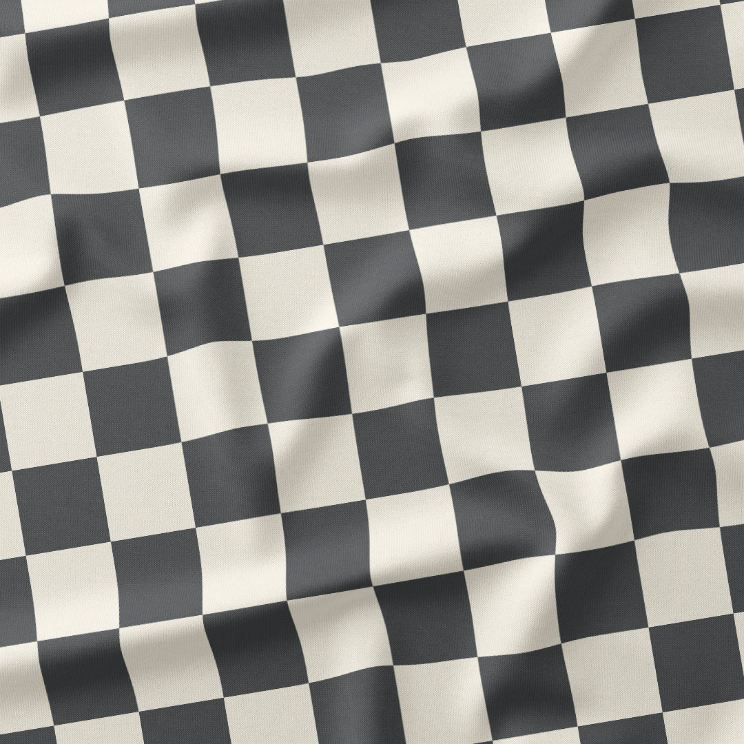 Check 2in Dark Grey and Cream Fabric