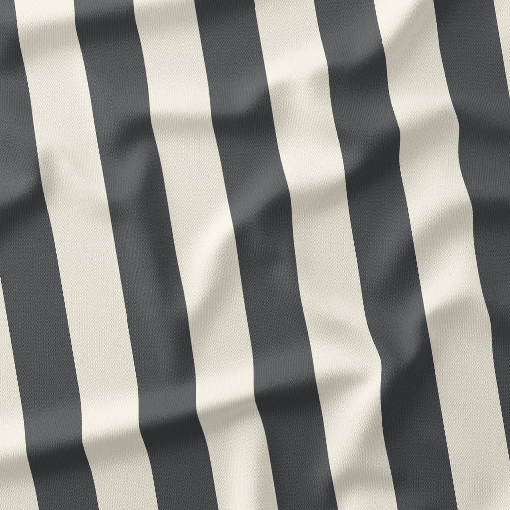 Stripe 2in Dark Grey and Cream Fabric