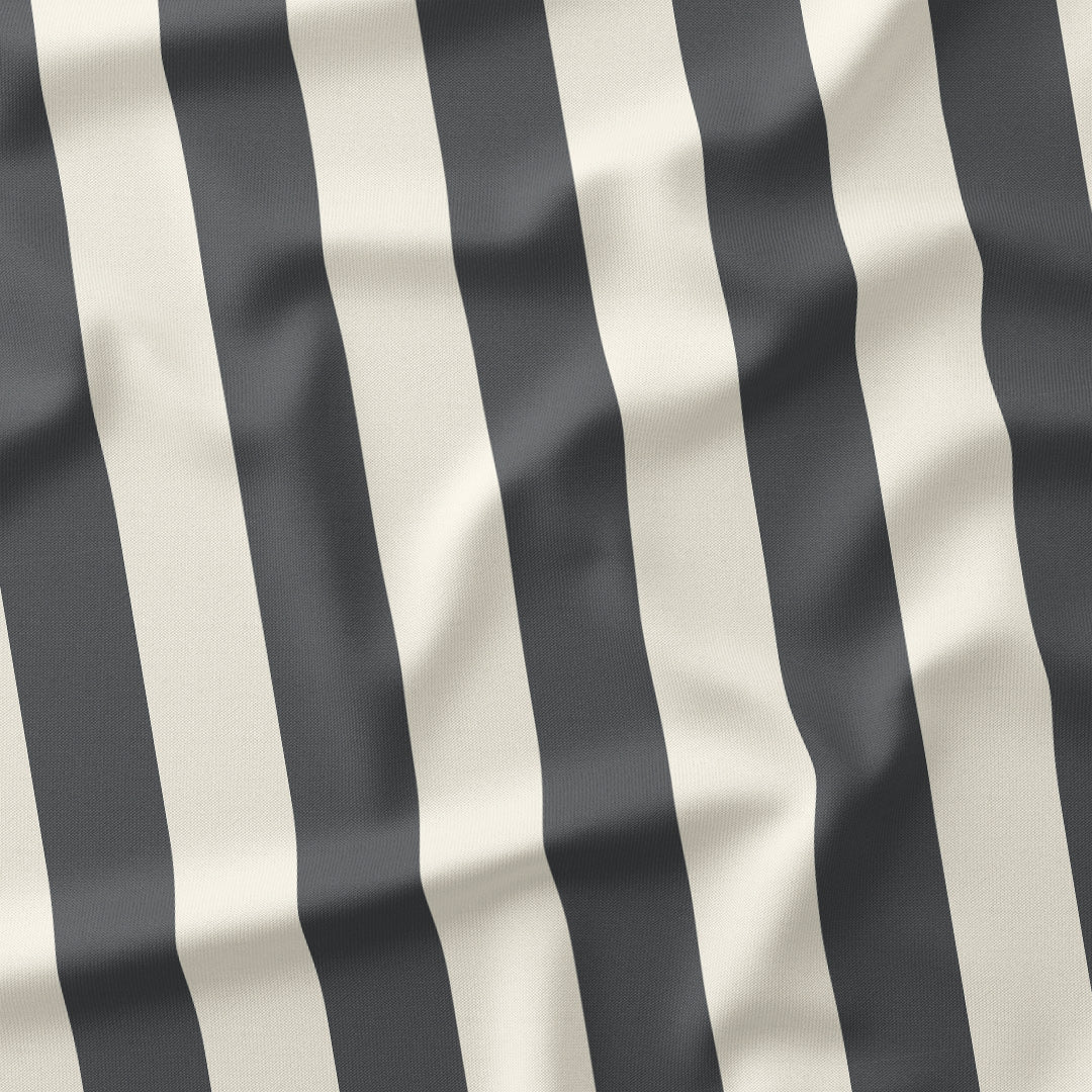 Stripe 2in Dark Grey and Cream Fabric