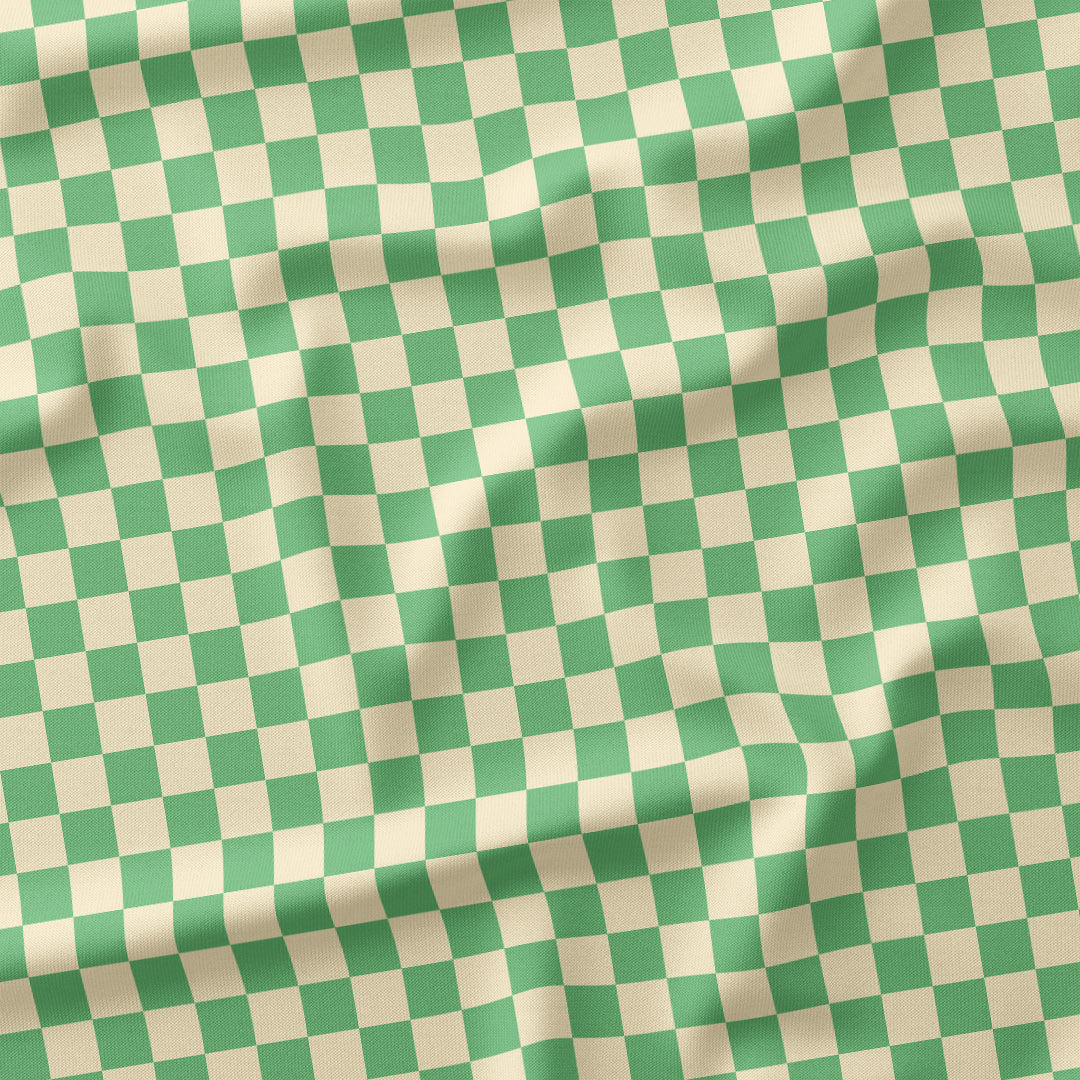 Check Cream and Mint fabric