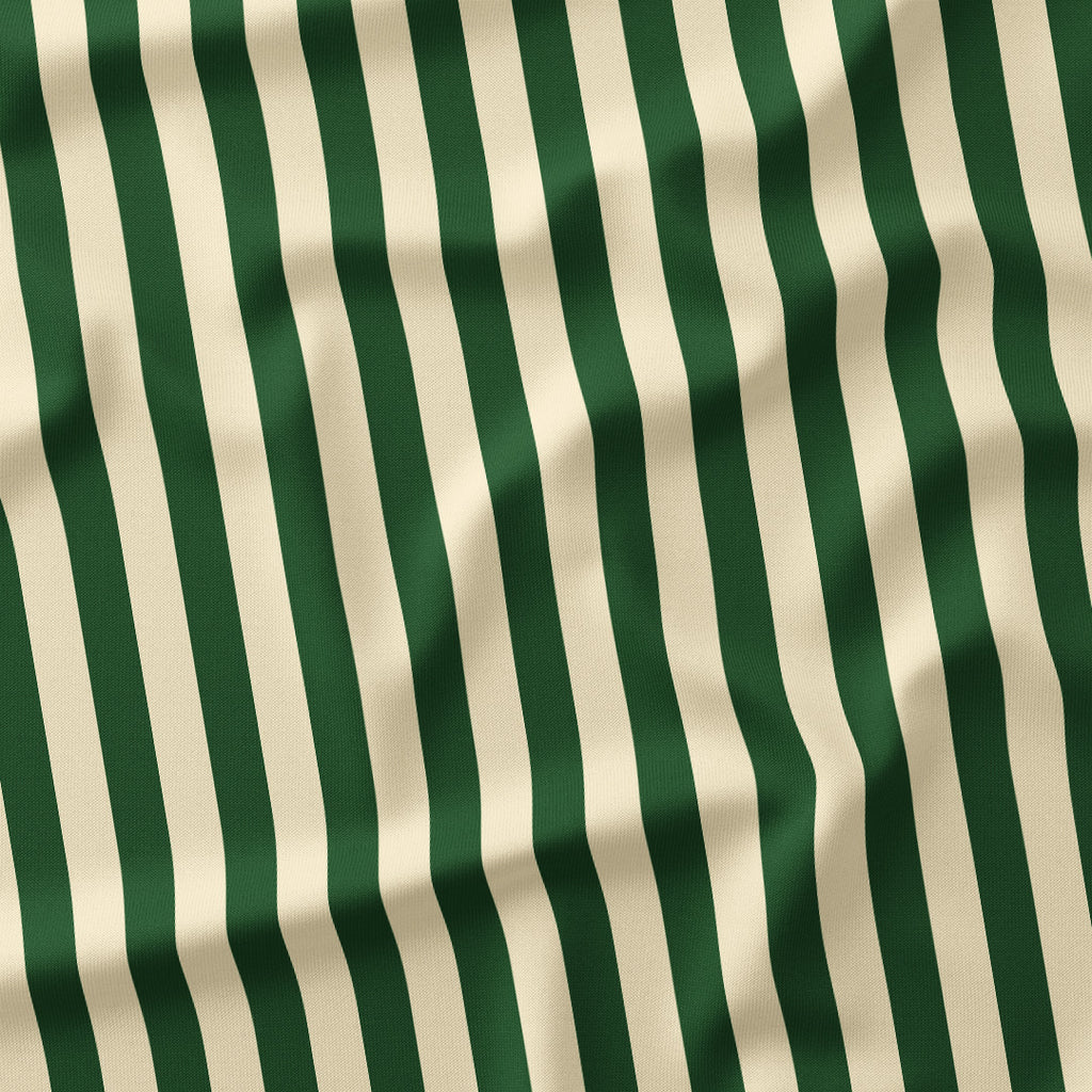 Stripe Cream and Dark Green fabric
