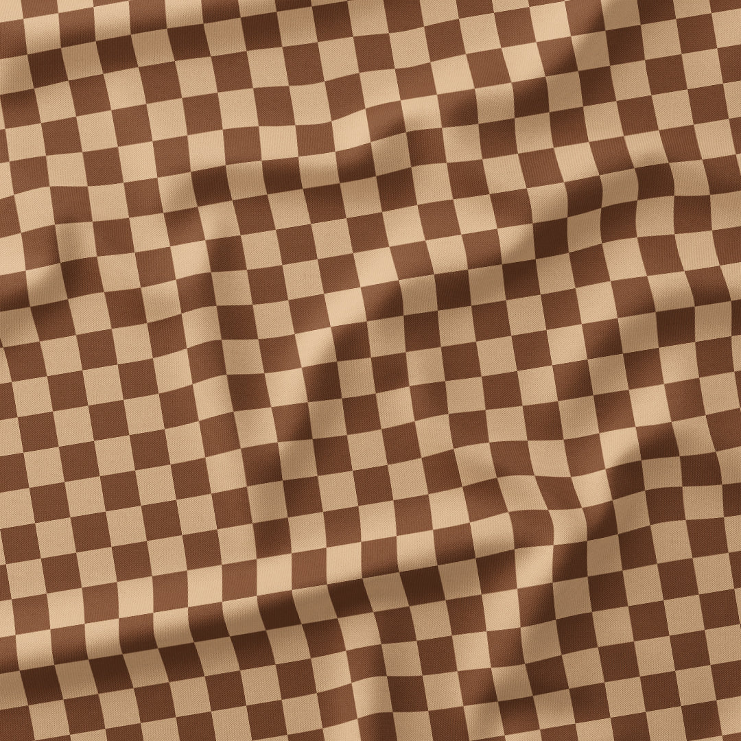 Check Brown and Beige fabric