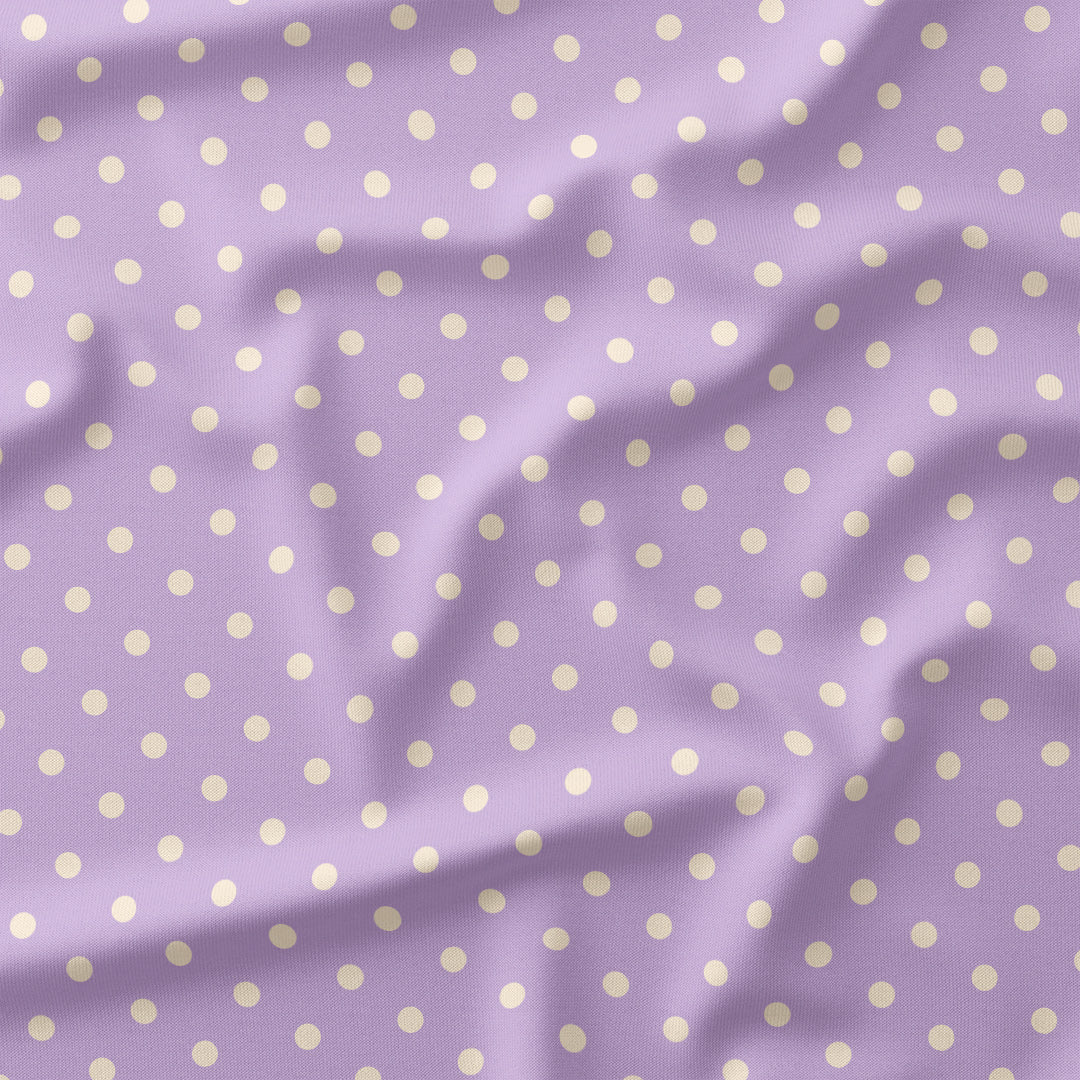 Polka Dot Cream and Lilac fabric