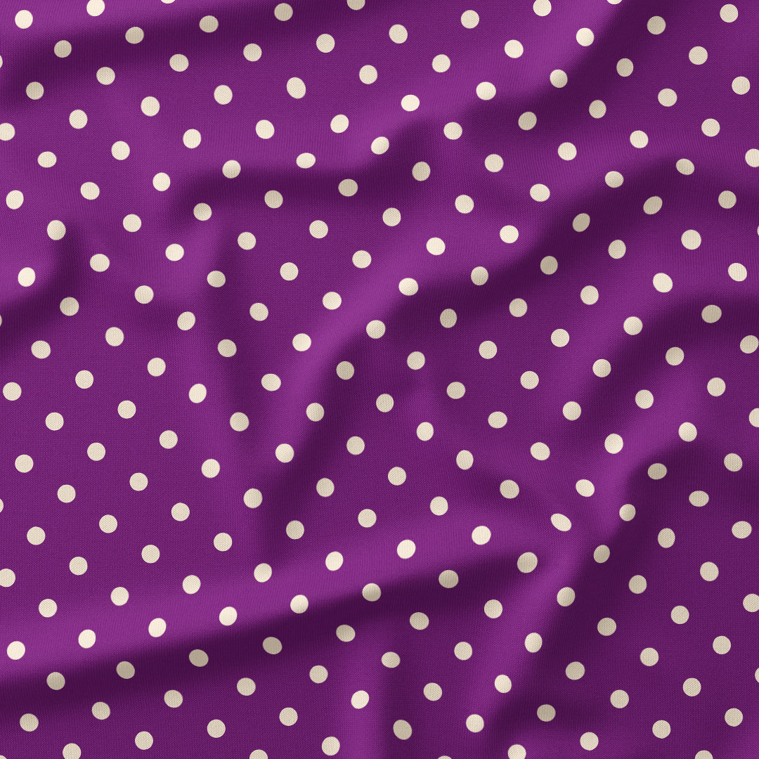 Polka Dot Cream and Purple fabric