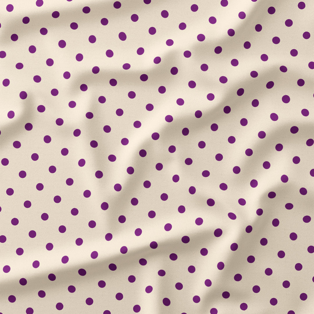 Polka Dot Purple and Cream fabric