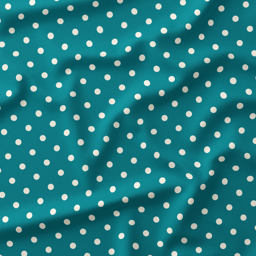 Polka Dot Cream and Teal fabric