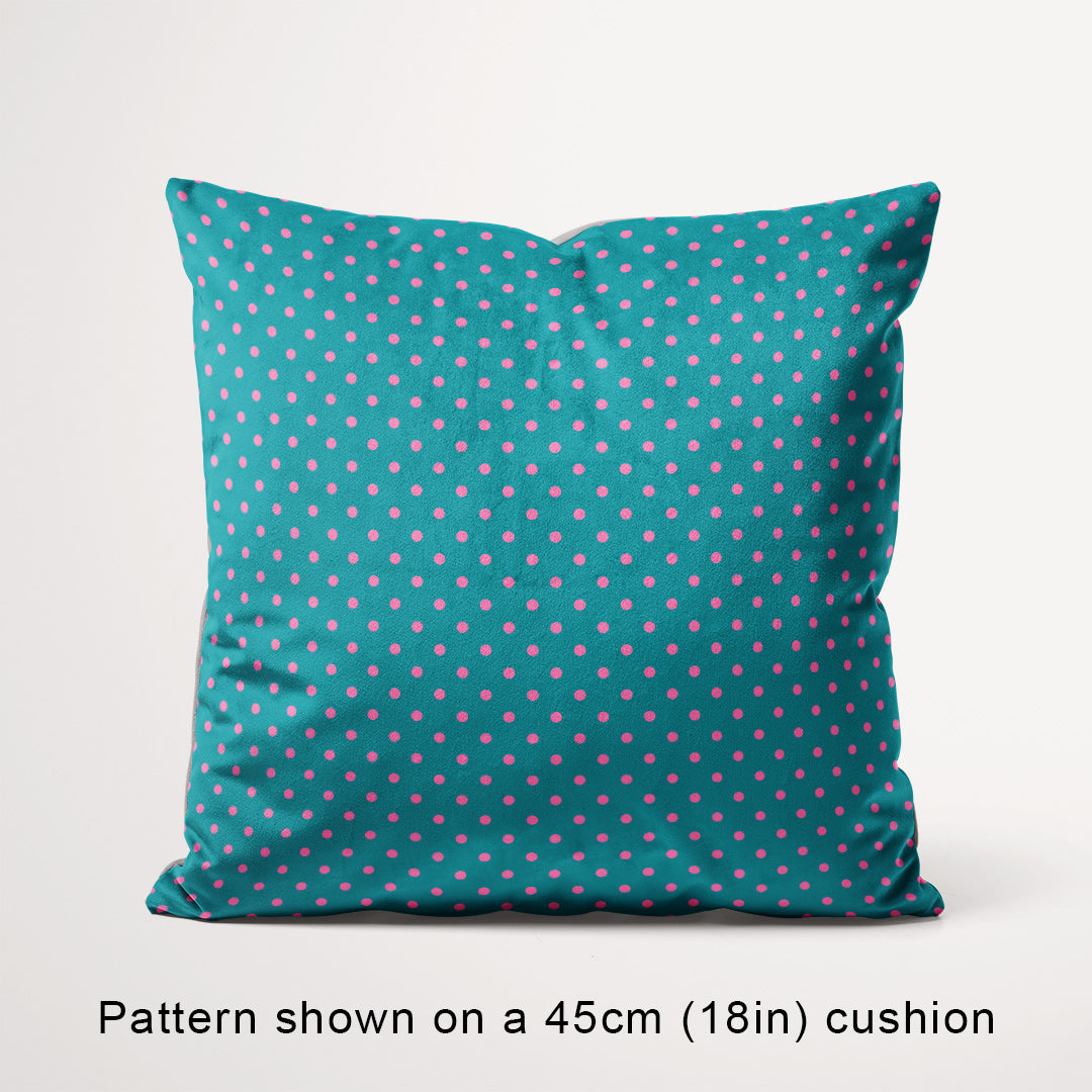 Polka Dot Pink and Teal fabric, 45cm view
