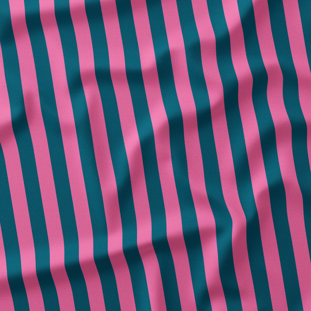 Stripe Pink and Dark Teal fabric