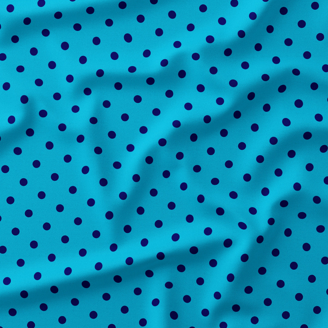 Polka Dot Dark Blue and Aqua fabric