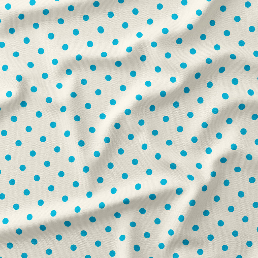 Polka Dot Aqua and Cream fabric