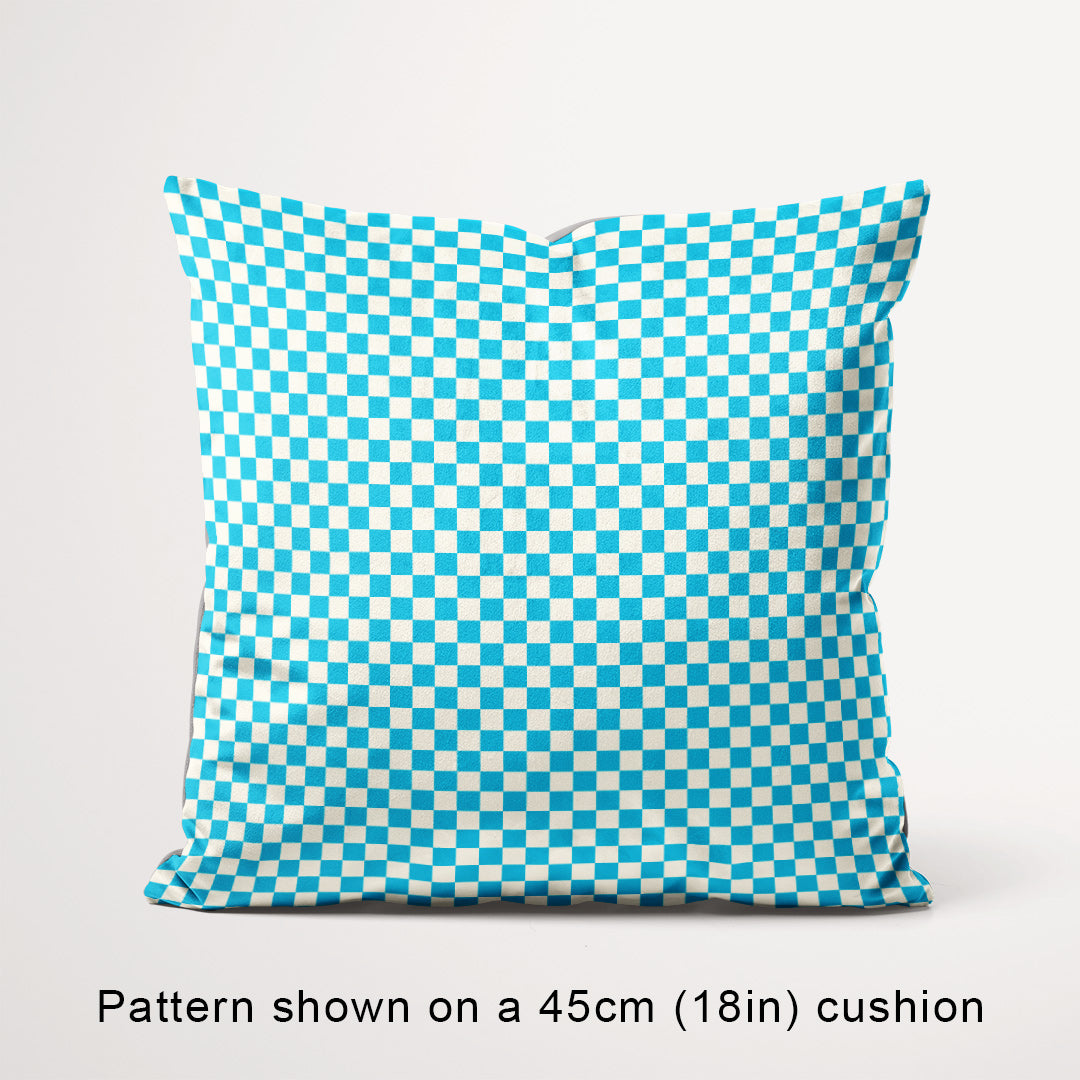 Check Aqua and Cream fabric, 45cm view