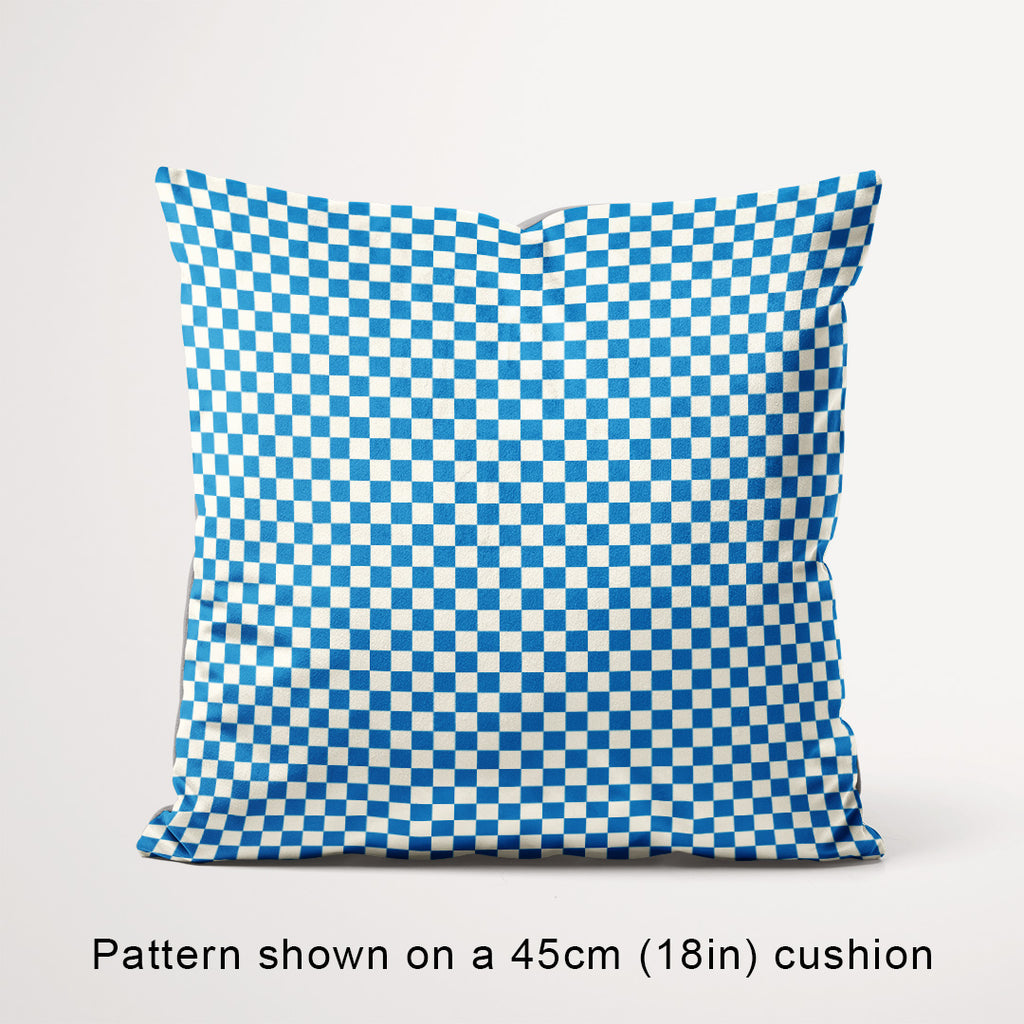 Check Blue and Cream fabric, 45cm view