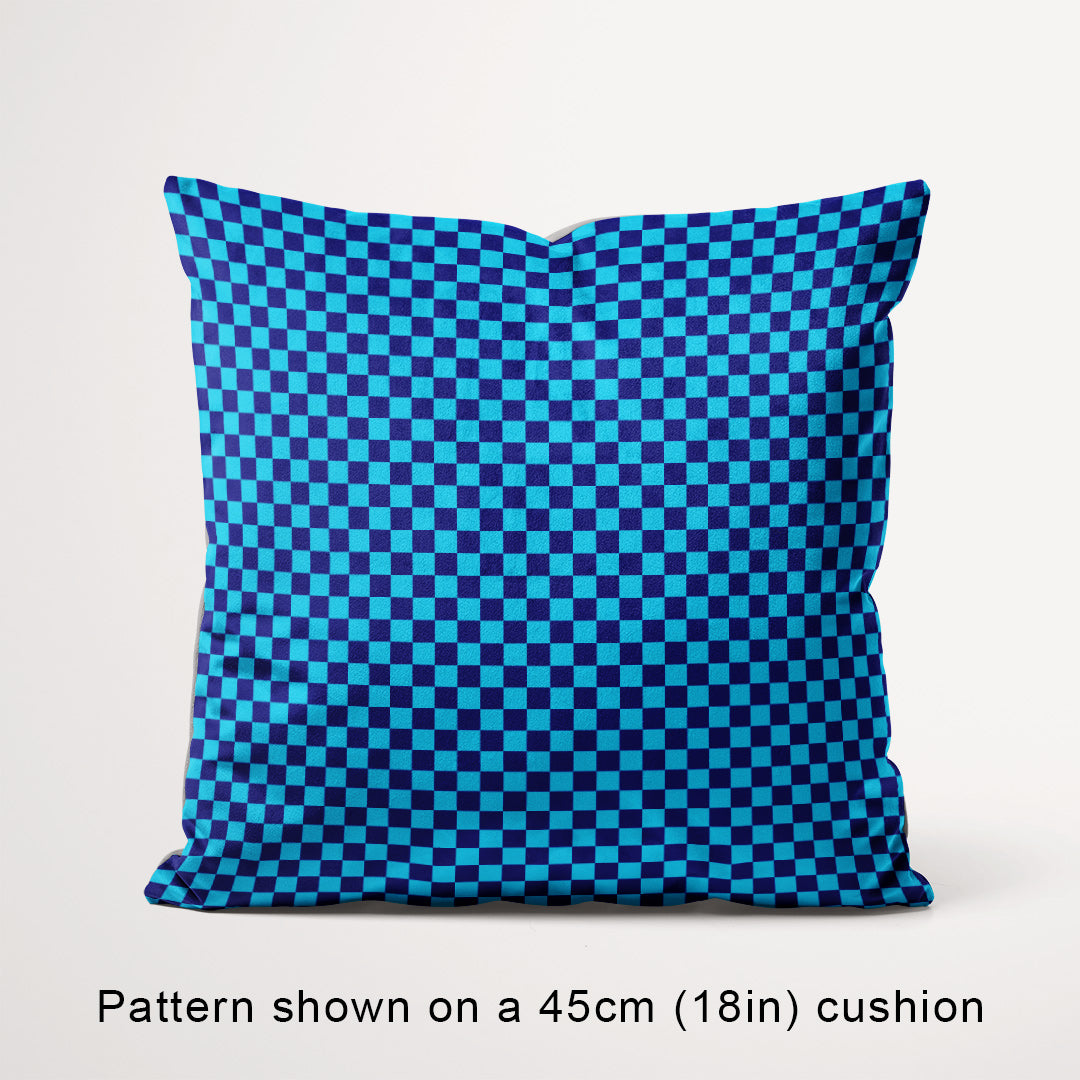 Check Dark Blue and Aqua fabric, 45cm view