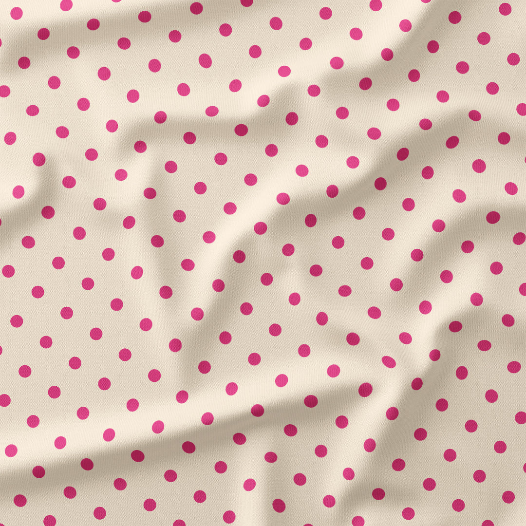 Polka Dot Dark Pink and Cream fabric