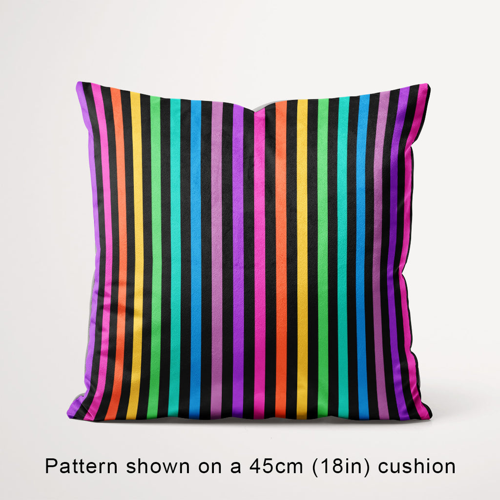 Stripe Muted Rainbow and Black fabric, 45cm view
