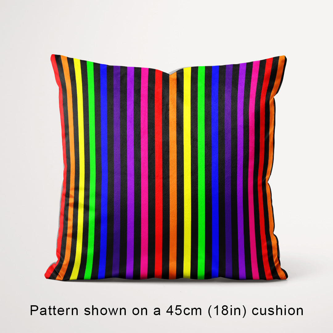 Stripe Rainbow and Black fabric, 45cm view