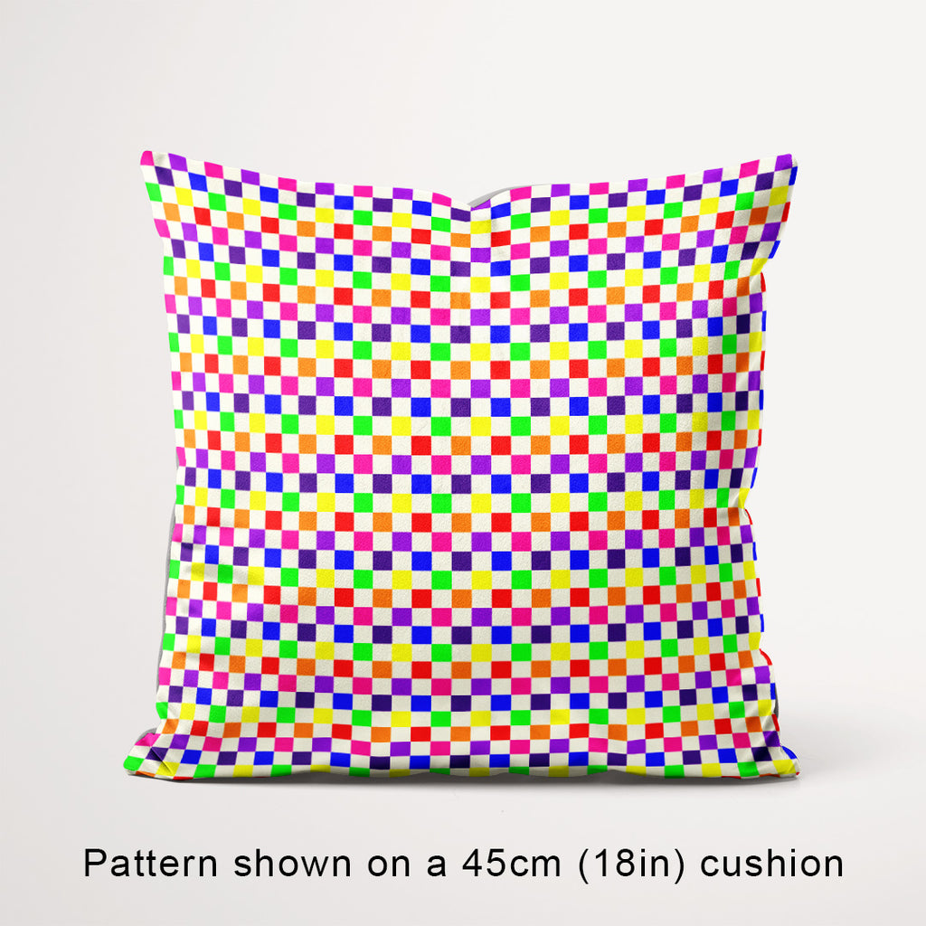Check Rainbow and Cream fabric, 45cm view