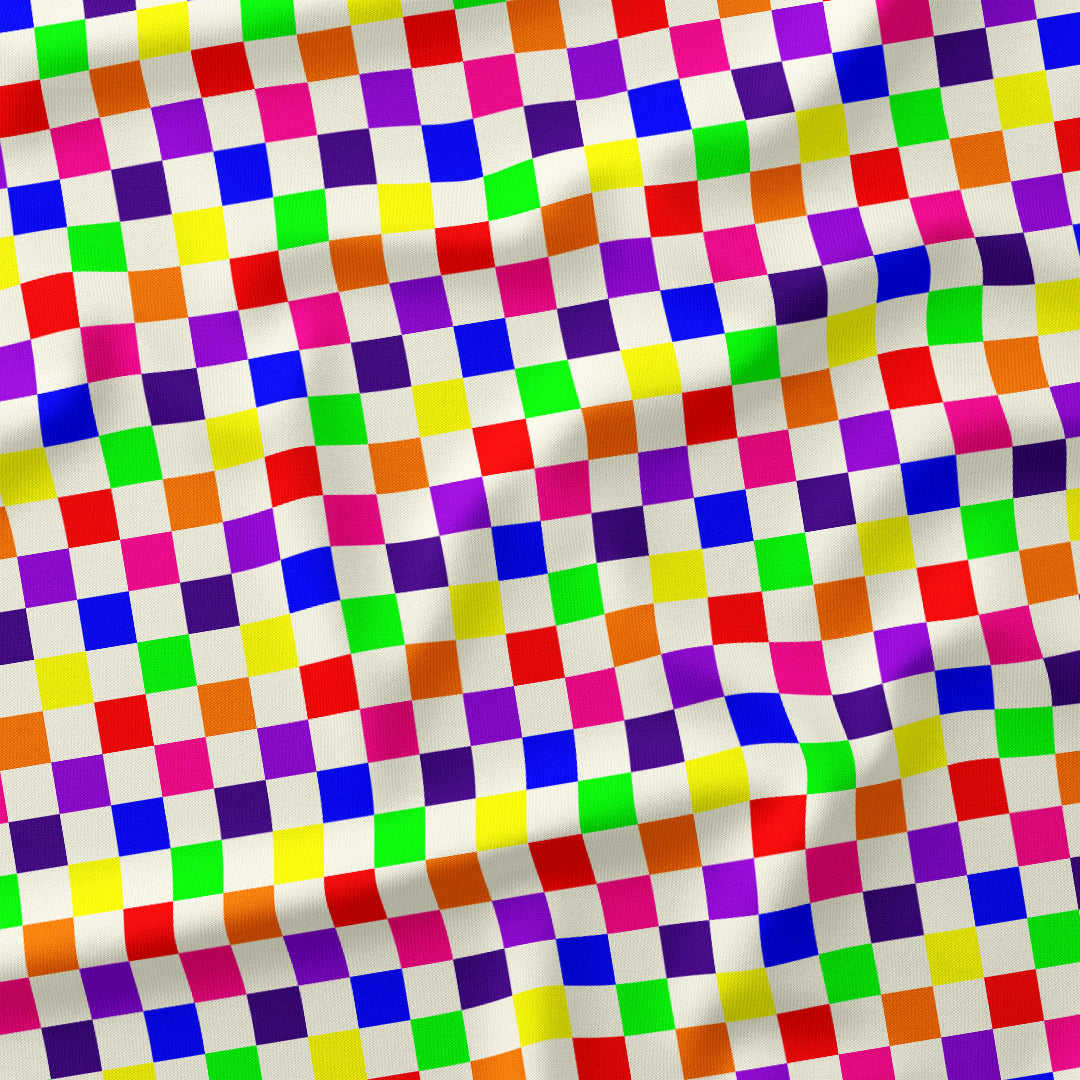 Check Rainbow and Cream fabric