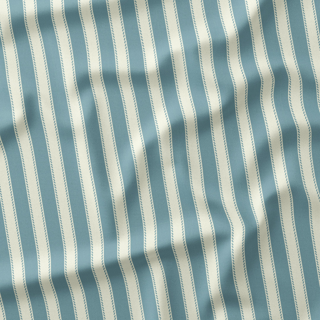 Countryside Stripe Steel Blue with Ivory fabric