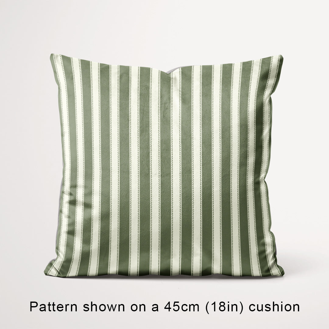Countryside Stripe Olive Green with Ivory fabric, 45cm view