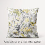 Birds & Butterflies Grey Yellow floral fabric, 45cm view