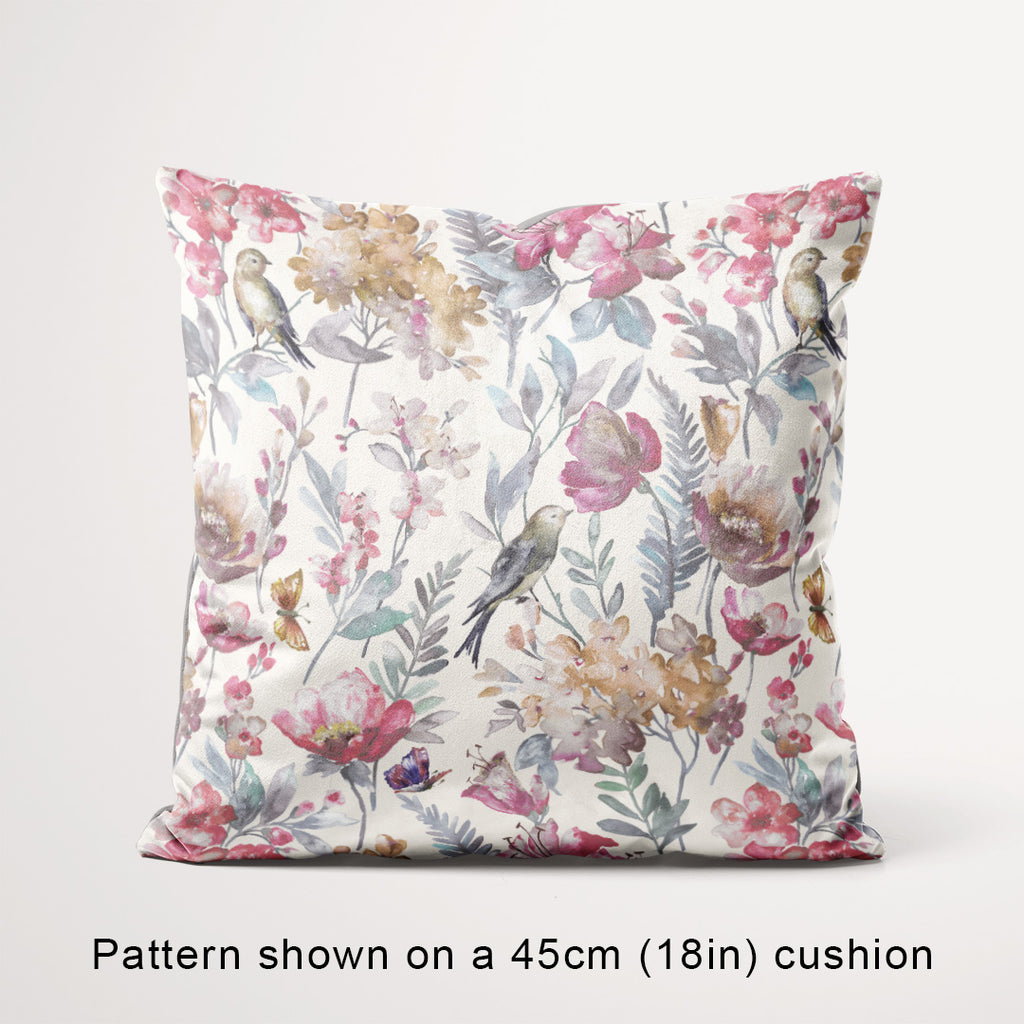 Birds & Butterflies Muted Pink floral fabric, 45cm view