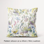 Birds & Butterflies Blue Yellow Purple floral fabric, 45cm view