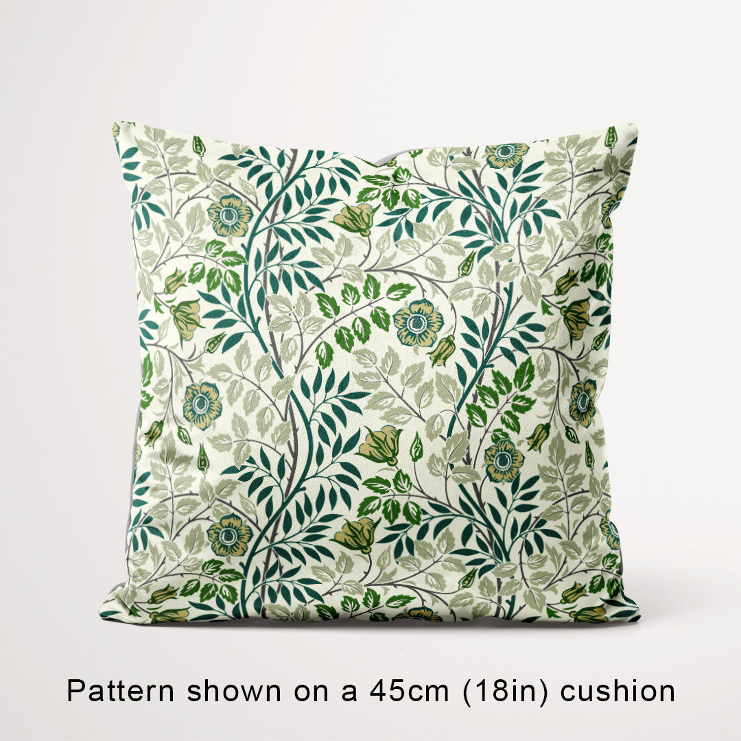 Elmwood Soft Gold and Green floral fabric, 45cm view