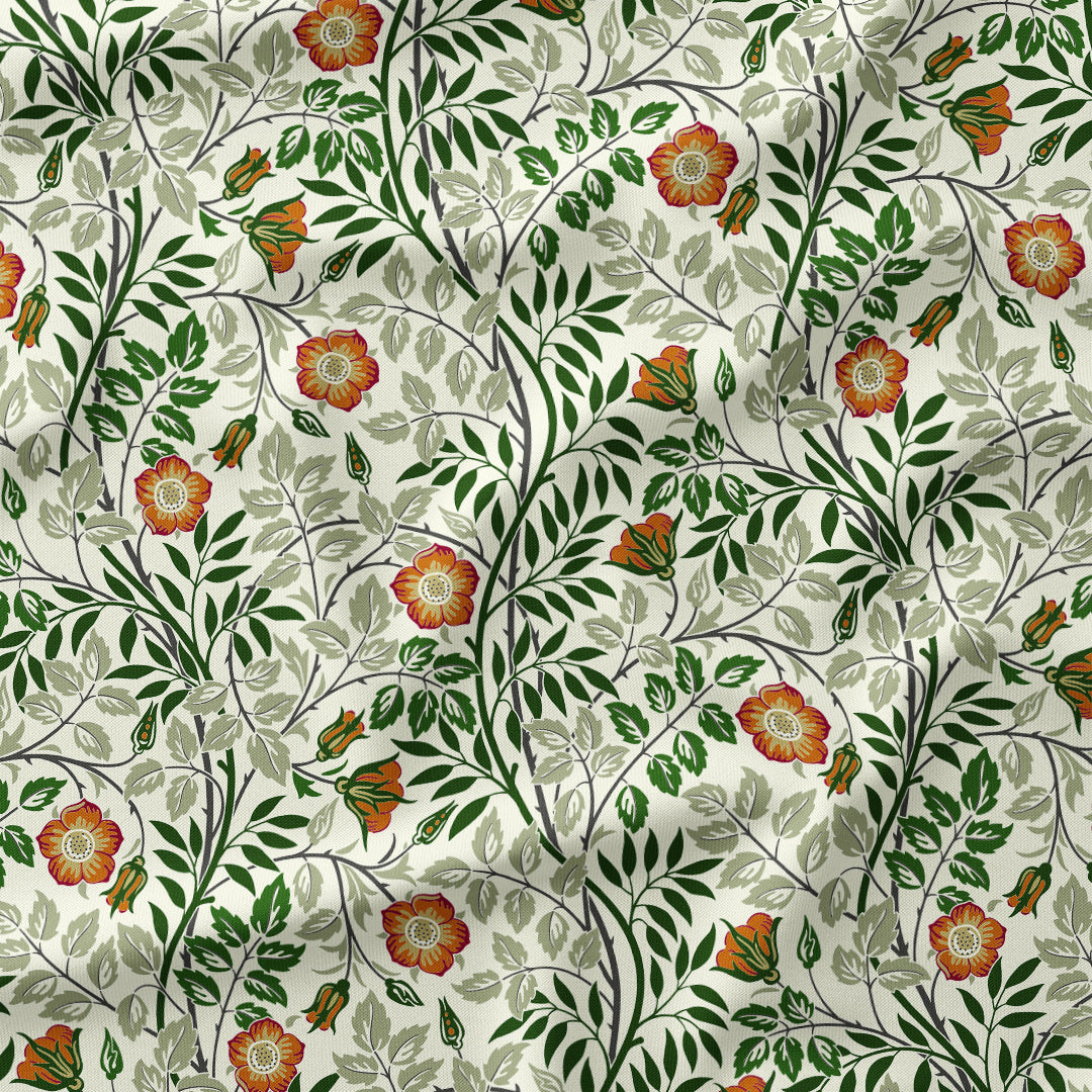 Elmwood Orange and Green floral fabric