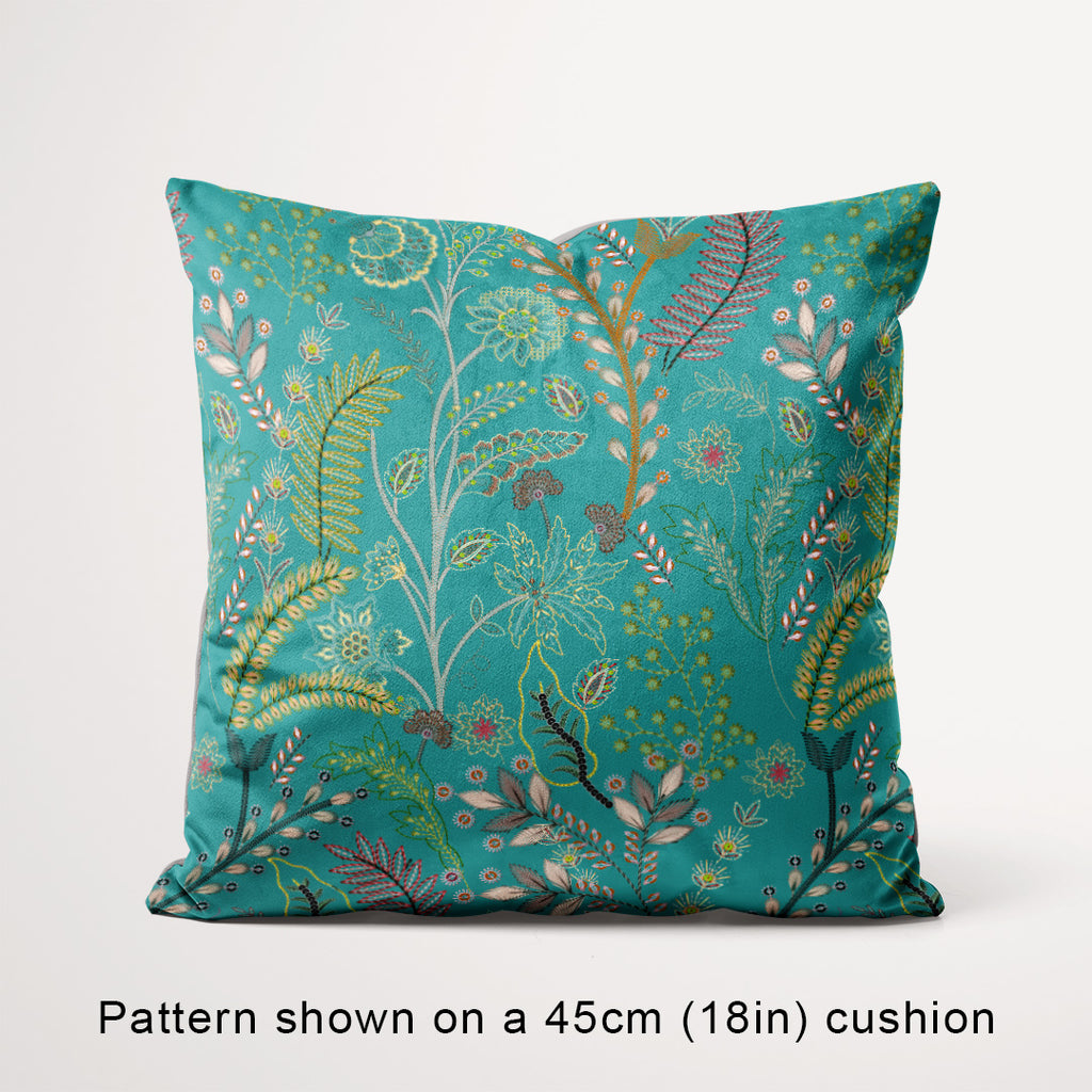 Alder Teal botanical fabric, 45cm view