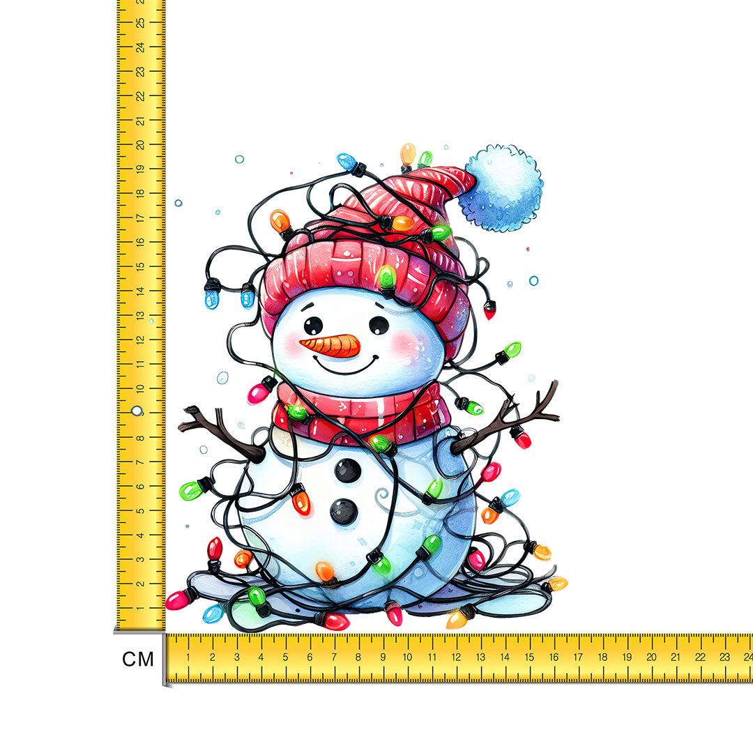 Christmas Lights Snowman Iron on Fabric Heat Transfer DTF-281