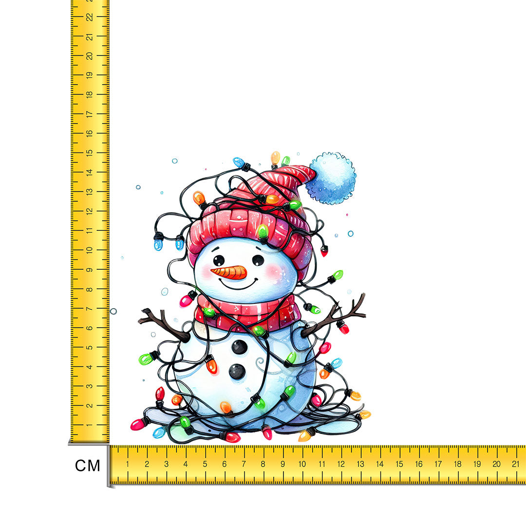 Christmas Lights Snowman Iron on Fabric Heat Transfer DTF-281